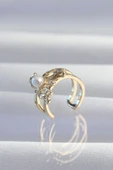 Pirinç Gold Renk İncili Ahtapot Earcuff Küpe - 2
