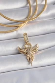 Pirinç Gold Renk Zirkon Taşlı Anka Kuşu Model Ajda Charm thumbnail 1
