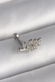 316L Çelik Gümüş Renk Zirkon Taşlı Dal Tragus Piercing - 1