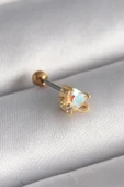316L Çelik Gold Renk Zirkon Taşlı Kalp Tragus Piercing - 1