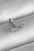 316L Çelik Gümüş Renk Zirkon Taşlı Çiçek Tragus Piercing thumbnail 1