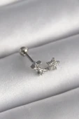 316L Çelik Gümüş Renk Zirkon Taşlı Yıldız Tragus Piercing - 1