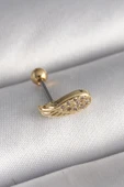 316L Çelik Gold Renk Zirkon Taşlı Kanat Tragus Piercing thumbnail 1
