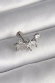 316L Çelik Gümüş Renk Zirkon Taşlı Yıldız Model Tragus Piercing thumbnail 1
