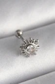316L Çelik Gümüş Renk Zirkon Taşlı Güneş Tragus Piercing thumbnail 1