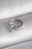 316L Çelik Gümüş Renk Zirkon Taşlı Kelebek Model Tragus Piercing thumbnail 1
