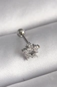 316L Çelik Gümüş Renk Zirkon Taşlı Yıldız Model Tragus Piercing - 1