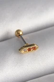 316L Çelik Gold Renk Turuncu Zirkon Taşlı Tragus Piercing thumbnail 1