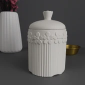 Beton Dekoratif Çiçek Detaylı Kavanoz - 1