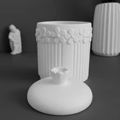 Beton Dekoratif Çiçek Detaylı Kavanoz - 2