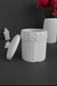 Beton Dekoratif Çiçek Detaylı Kavanoz - 3