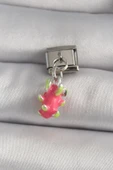 316L Çelik Gümüş Renk Sallantı Ejder Meyvesi Model Nomination Charm - 1