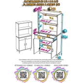 Modilayn VİO Fırın Dolabı (75x163,4x32.5 cm) Çekmeceli Kapaklı Mini/Midi Mikrodalga Mutfak Dolabı - 5