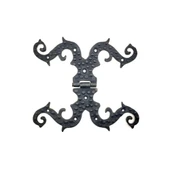 Antika Tarz Dekoratif Pirinç Süslü Menteşe - 190x170 Mm, Oksit - 1