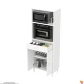 Modilayn VİO Fırın Dolabı (55x163,4x32.5 cm) Çekmeceli Kapaklı Mini/Midi Mikrodalga Mutfak Dolabı - 6