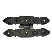 Antika Tarz Dekoratif Pirinç Düğmeli Menteşe - 142x69 Mm, Oksit - 1