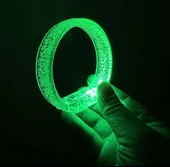 Yeşil Led Işıklı Baskı Yapılabilen Pilli Bileklik Bilezik 1,5 cm Genişlik - 1