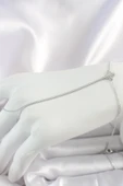 Pirinç Gümüş Renk Su Yolu Zirkon Taşlı İşlemeli Yonca Model Kadın Şahmeran - 1
