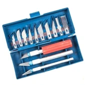 BUFFER® Zanaat 16 Parça Hobi Gravür Ahşap Heykel Çömlek Oyma Şekil Verme 13 Maket Bıçak Neşter Seti thumbnail 1