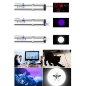 BUFFER® Usb İle Şarj Edilebilen 3In 1 Kırmızı Işık +Beyaz Led Meşale Işık + Uv El Feneri Kedi Lazeri - 8
