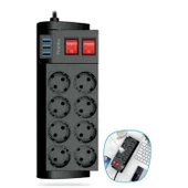 BUFFER® Isıya Dayanıklı Termal Akım Korumalı 2 Metre 16A 4000W 8li Priz ve 3 Usb Li Uzatma Kablosu - 4