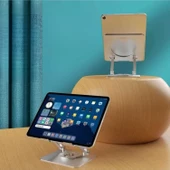 BUFFER® 360 Derece Dönebilen Yükseltilmiş Masaüstü Ayarlanabilir  Metal Tablet Standı - 2