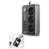 BUFFER® Isıya Dayanıklı Termal Akım Korumalı 2 Mt 10A 2500W 3lü Priz ve 3 Usbi 21A Uzatma Kablosu - 2