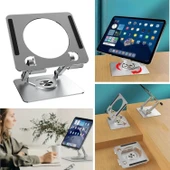 BUFFER® 360 Derece Dönebilen Yükseltilmiş Masaüstü Ayarlanabilir  Metal Tablet Standı - 1