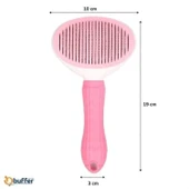 BUFFER® Kedi Köpek Tüy Toplayıcı Kendini Temizleyebilen Ergonomik Saplı Evcil Hayvan Tarağı Pembe - 5