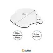 BUFFER® Silikon Kaydırmaz Taban Plastik Kedi ve Köpek Mama ve Su Kabı 2 L - 7