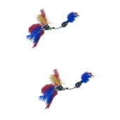 BUFFER® Tüylü Tahta Boncuklu Zilli Kedi Oyuncağı Çok Renkli Kedi Oyuncak - 8