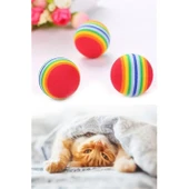 Buffer® 3lü Gökkuşağı Sünger Kedi Köpek Çiğneme Oyun Topu 4,2 cm - 8