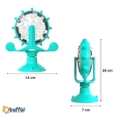 Buffer® Vantuzlu Zilli İnteraktif Dönebilen Mama Kaplı Renkli Eğlenceli Eğitici Kedi Oyuncağı - 5