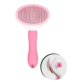 BUFFER® Kedi Köpek Tüy Toplayıcı Kendini Temizleyebilen Ergonomik Saplı Evcil Hayvan Tarağı Pembe - 7