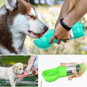BUFFER® Taşınabilir Hazneli Mama Kaplı ,Kaka Poşetli Kedi,Köpek Suluğu-300ml - 2