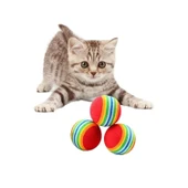 Buffer® 3lü Gökkuşağı Sünger Kedi Köpek Çiğneme Oyun Topu 4,2 cm - 7