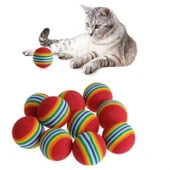 Buffer® 3lü Gökkuşağı Sünger Kedi Köpek Çiğneme Oyun Topu 4,2 cm - 2