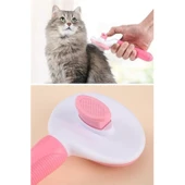 BUFFER® Kedi Köpek Tüy Toplayıcı Kendini Temizleyebilen Ergonomik Saplı Evcil Hayvan Tarağı Pembe - 8