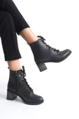 JET-LENA Bağcıklı Fermuarlı Ortopedik Taban TopukluKadın Bot  CST - Siyah thumbnail 3