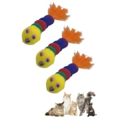 BUFFER® Yumuşacık İpli Tırtıl Şeklinde Rengarenk Sevimli Evcil Hayvan Oyuncağı - 8