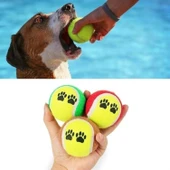 BUFFER®  3lü Renkli Desenli Tenis Topu Kedi Köpek Oyuncağı - 6