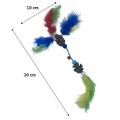 BUFFER® Tüylü Tahta Boncuklu Zilli Kedi Oyuncağı Çok Renkli Kedi Oyuncak - 2