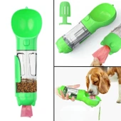 BUFFER® Taşınabilir Hazneli Mama Kaplı ,Kaka Poşetli Kedi,Köpek Suluğu-300ml - 1
