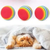 Buffer® 3lü Gökkuşağı Sünger Kedi Köpek Çiğneme Oyun Topu 4,2 cm - 5