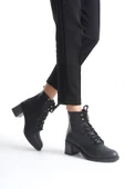 JET-LENA Bağcıklı Fermuarlı Ortopedik Taban TopukluKadın Bot  CST - Siyah thumbnail 2