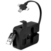 BUFFER® Cep Tipi Telefon Tutuculu Makaralı Uzayıp Kısalabilen 3'ü 1 Arada USB Şarj Kablosu - 1