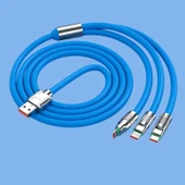 BUFFER®Kutulu  3 Şarj Aleti 1 Arada Çinko Alaşım Hızlı Şarj Kablosu Mavi 3 in 1 - 2