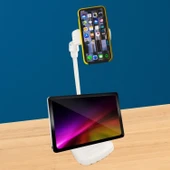 BUFFER® Masa Üstü Tablet ve Telefon Tutucu Plastik Aparat Beyaz Telefon Standı - 3