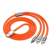BUFFER® 3 in 1 Type-C + Micro Usb + Lightning Hızlı Şarj Kablosu Silikon Kablo 1 Metre Opp Ambalaj - 1
