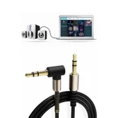 BUFFER®  3.5mm AUX Kablosu Jak Erkek Erkek L Tipi 1 Metre Ses Aktarım Kablosu - 6